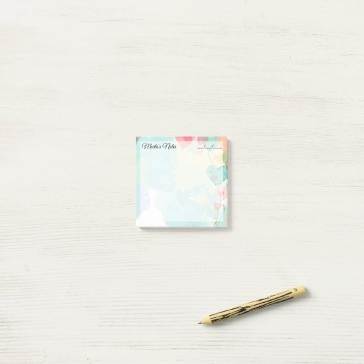 Niedliche Girly Heart Balloons 3 Zoll x 3 Zoll Post-it Klebezettel (Auf Schreibtisch)