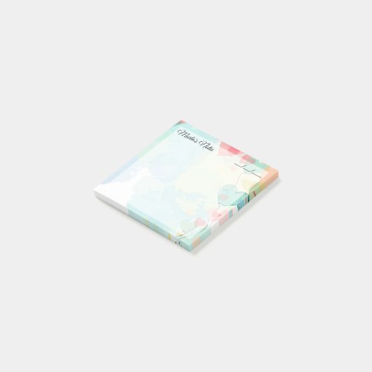 Niedliche Girly Heart Balloons 3 Zoll x 3 Zoll Post-it Klebezettel (angewinkelt)