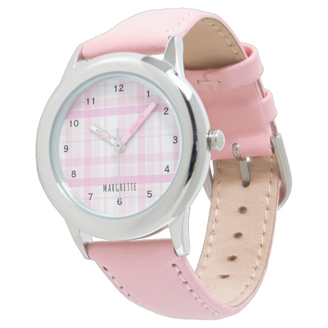 Niedliche Girly HEARTS PINK PATTERN eWatch Armbanduhr (Schrägansicht)