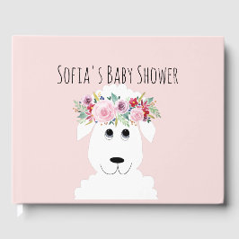 Niedliche Girly Lamb Watercolor Blume Kinderdusche Gästebuch