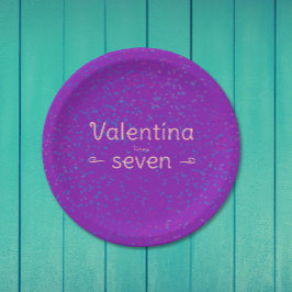 Niedliche Girly Lila Paper Confetti Plate Pappteller