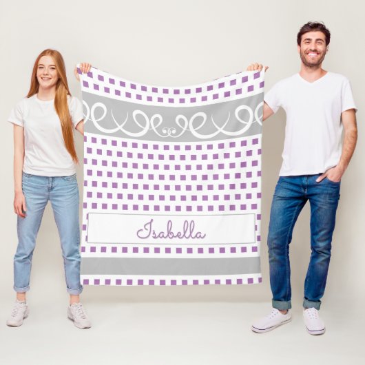 Niedliche Girly Lila Square Polka Dots & Wirbel Na Fleecedecke (Beispiel)