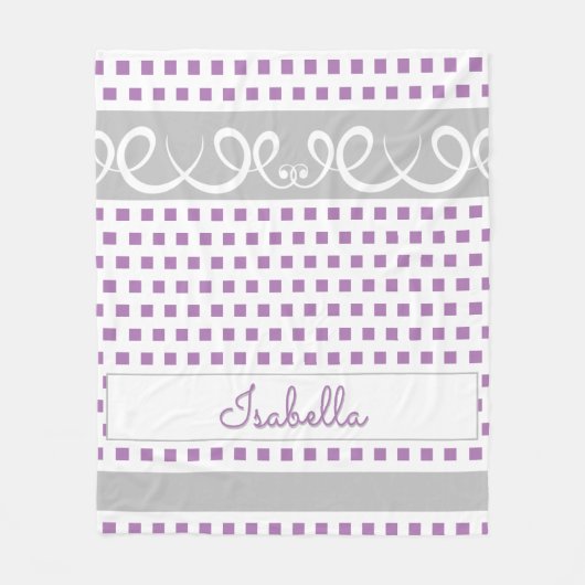 Niedliche Girly Lila Square Polka Dots & Wirbel Na Fleecedecke (Vorderseite)