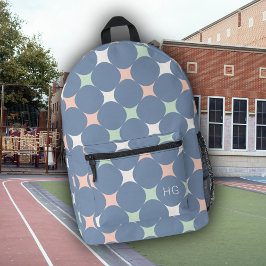 Niedliche Girly Pastel Blue Monogram Initialen Bedruckter Rucksack