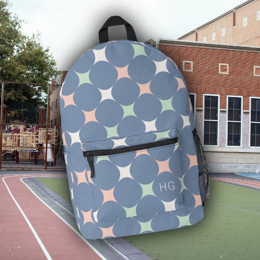 Niedliche Girly Pastel Blue Monogram Initialen Bedruckter Rucksack