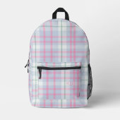 Niedliche Girly Pastel Kariert Karo Monogramm-Init Bedruckter Rucksack (Vorderseite)