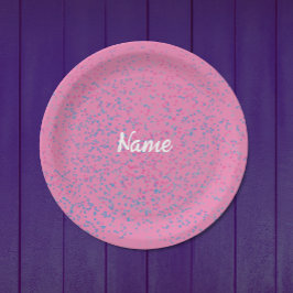Niedliche Girly Pastel Pink Blue Dots Moderner Nam Pappteller