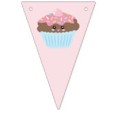 Niedliche Girly Pastel Pink Cupcake Happy Birthday Wimpelkette (Erste Fahne)