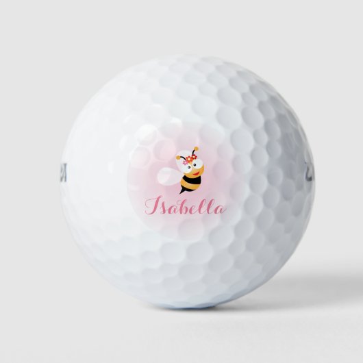 Niedliche Girly Pastel Pink Sweet Bumble Bee Carto Golfball (Vorderseite)
