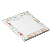 Niedliche Girly Peach Blume Grüne Blätter Notepad Notizblock (angewinkelt)