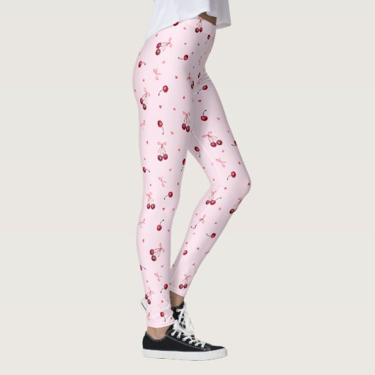 Niedliche Girly Pink Bows und Cherries Leggings (Rechts)