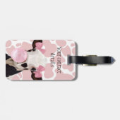 Niedliche Girly Pink Bubblegum Blash Kuh Gepäckanhänger (Rückseite horizontal)