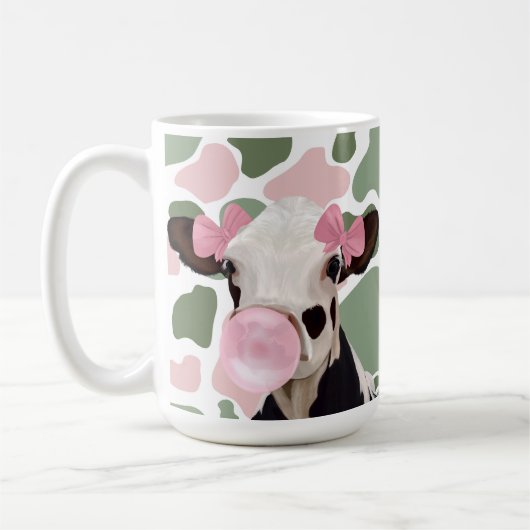 Niedliche Girly Pink Bubblegum Blash Kuh Kaffeetasse (Links)