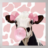 Niedliche Girly Pink Bubblegum Blash Kuh Poster (Vorne)