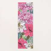 Niedliche Girly Pink & Green Floral Illustration Yogamatte (Rückseite)
