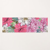 Niedliche Girly Pink & Green Floral Illustration Yogamatte (Vorderseite (Horizontal))