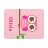 Niedliche Girly Pink Owl auf der Zweigstelle für M Magnet (Horizontal)