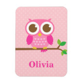 Niedliche Girly Pink Owl auf der Zweigstelle für M Magnet (Vertikal)