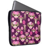 Niedliche Girly Pink Sock Affen Girls auf Lila Laptopschutzhülle (Vorne Rechts)