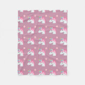 Niedliche Girly Pink Unicorn Blume Emoji Pattern Fleecedecke (Vorderseite)