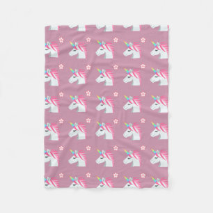 Niedliche Girly Pink Unicorn Blume Emoji Pattern Fleecedecke