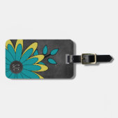 Niedliche Girly Retro Blume mit Initialen Gepäckanhänger (Vorderseite horizontal)