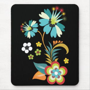 Niedliche Girly Retro Blumenmode Mousepad