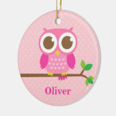 Niedliche Girly rosa Eule auf Keramikornament (Links)