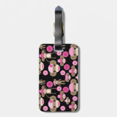 Niedliche Girly rosa Socke Monkeys Mädchen auf Gepäckanhänger (Rückseite vertikal)