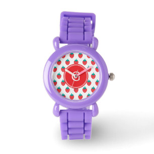 Niedliche girly rote weiße Erdbeere kopiert Armbanduhr