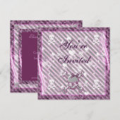 Niedliche Girly Skulls & Hearls Lila Geburtstag Einladung (Vorne/Hinten)