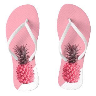 Niedliche girly tropische rosa und weiße Ananas Badesandalen