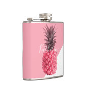 Niedliche girly tropische rosa und weiße Ananas Flachmann (Rechts)