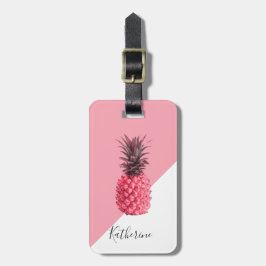 Niedliche girly tropische rosa und weiße Ananas Gepäckanhänger