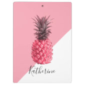 Niedliche girly tropische rosa und weiße Ananas Klemmbrett (Rückseite)
