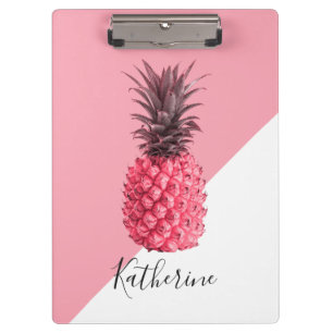 Niedliche girly tropische rosa und weiße Ananas Klemmbrett