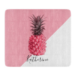 Niedliche girly tropische rosa und weiße Ananas Schneidebrett