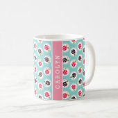 Niedliche girly Türkishimbeere kopiert Monogramm Kaffeetasse (VorderseiteRechts)