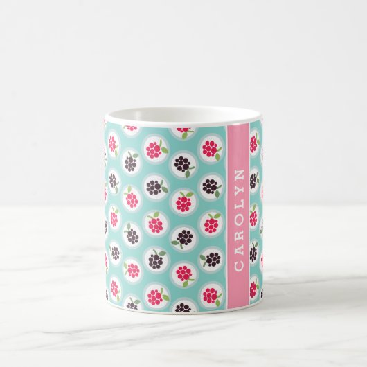 Niedliche girly Türkishimbeere kopiert Monogramm Kaffeetasse (Mittel)