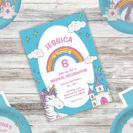 Niedliche Girly Unicorn Magical Birthday Party num Einladung