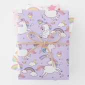 Niedliche Girly Unicorn Regenbogenstars Geschenkpapier Set (Beispiel)
