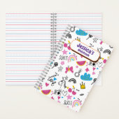 Niedliche Girly Unicorn Stars Rainbow Fun Vorname Notizblock (Innen)