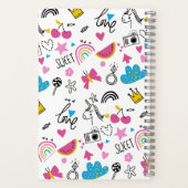 Niedliche Girly Unicorn Stars Rainbow Fun Vorname Notizblock (Rückseite)