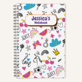 Niedliche Girly Unicorn Stars Rainbow Fun Vorname Notizblock (Vorderseite)