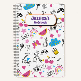 Niedliche Girly Unicorn Stars Rainbow Fun Vorname Notizblock