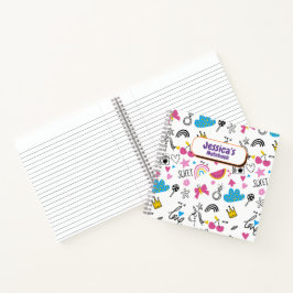 Niedliche Girly Unicorn Stars Rainbow Fun Vorname Notizblock
