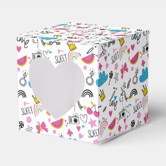 Niedliche Girly Whimsical Rainbow Farbige Illustri Geschenkschachtel (Vorderseite)