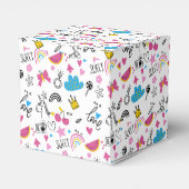 Niedliche Girly Whimsical Rainbow Farbige Illustri Geschenkschachtel (Rückseite)