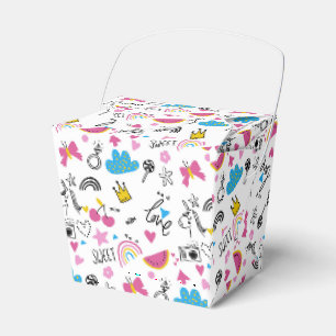 Niedliche Girly Whimsical Rainbow Farbige Illustri Geschenkschachtel
