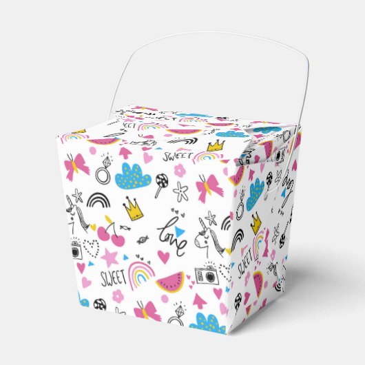 Niedliche Girly Whimsical Rainbow Farbige Illustri Geschenkschachtel (Vorderseite)